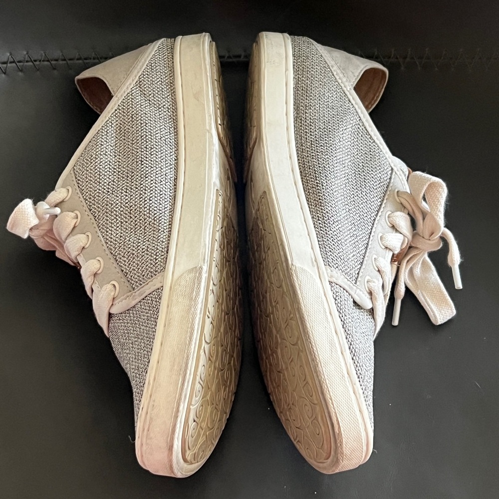 OluKai Pehuea Li Light Gray and White Knit Lace-Up Sneakers - Picture 8 of 11